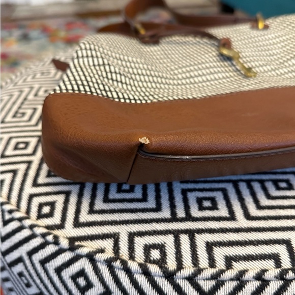 Fossil Lane Satchel Handbag - Brown, Black & White - Picture 8 of 11